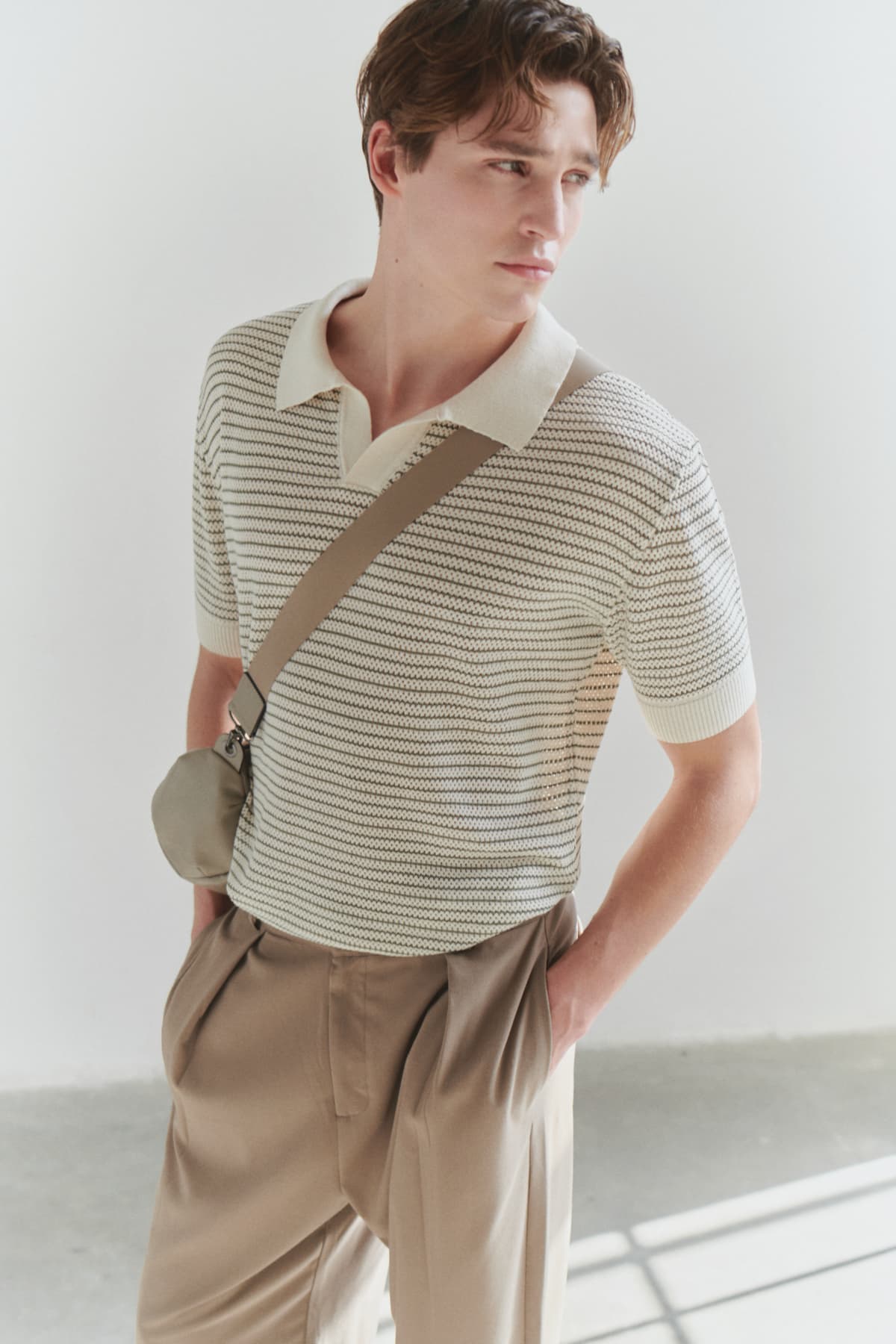 Striped Knit Polo Shirt