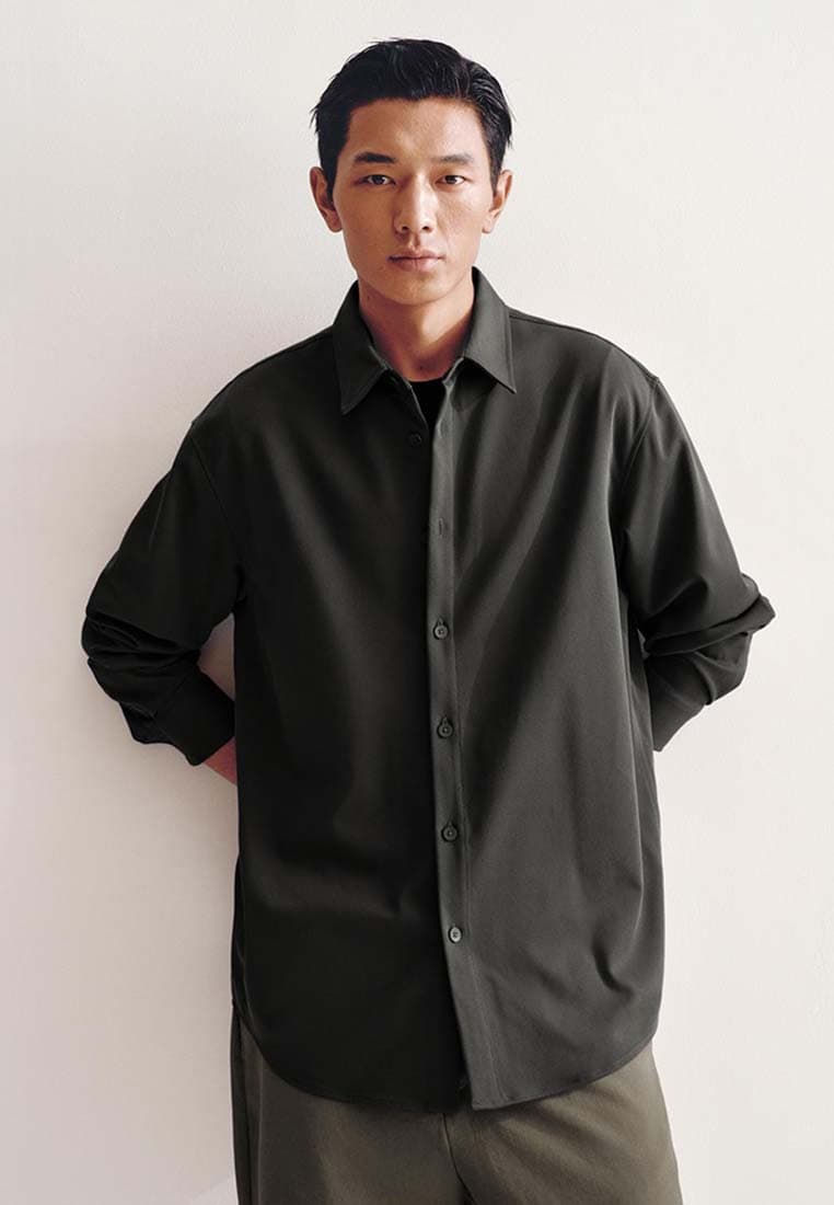 Classic Solid Color Thick Shirt in Viscose Blend