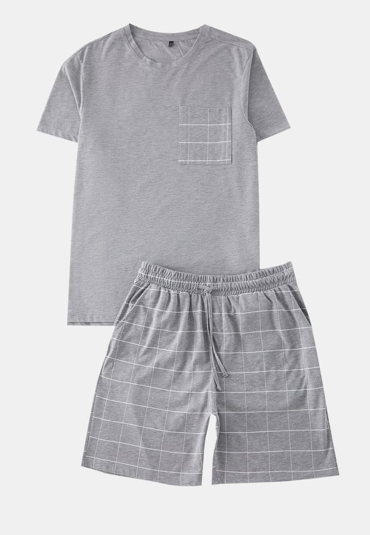 Grimelanj Regular Fit Plaid Knitted Shorts Pajama Set TMNSS25PT00034