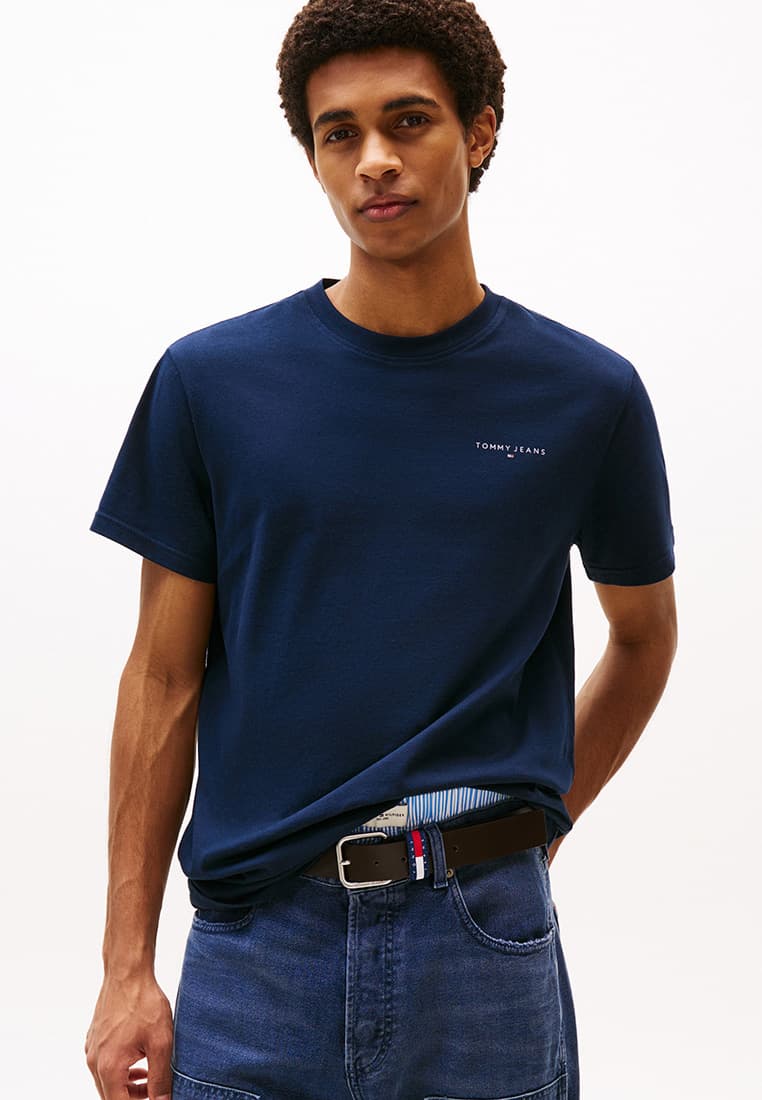 Linear Logo Slim Crew Neck T-Shirt - Tommy Jeans