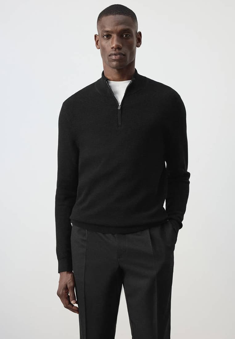 Fine-Knit Sweater With Zip