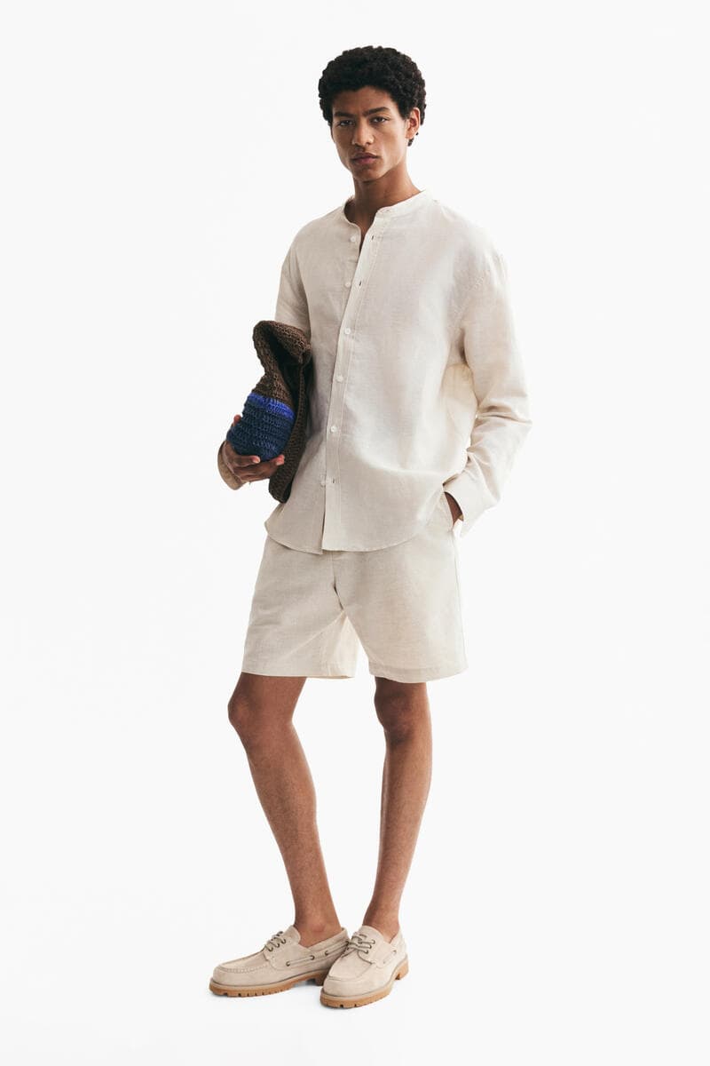 Regular Fit Linen-blend shorts